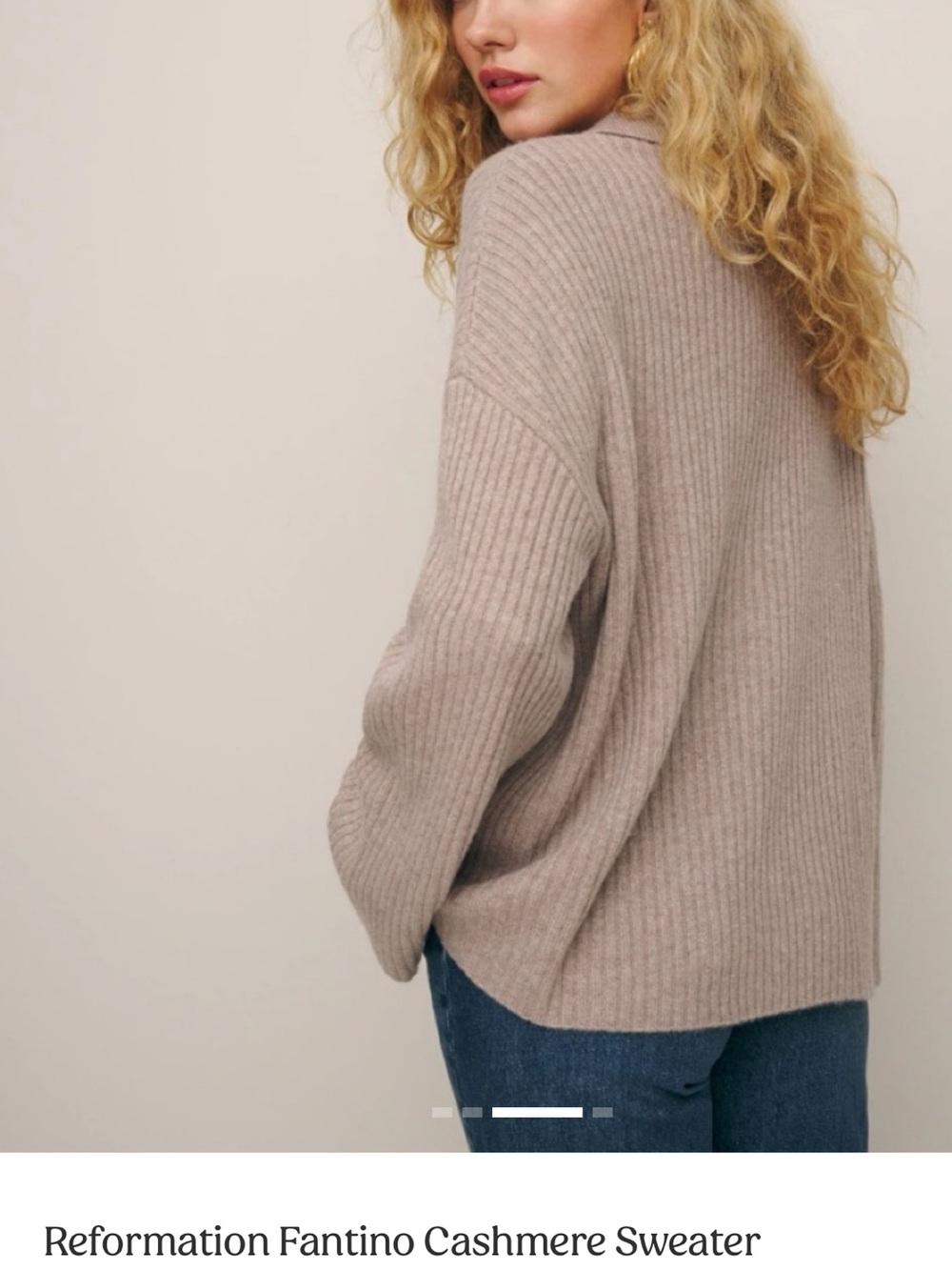 Reformation Fantino cashmere sweater ribbed knit full button down oversized - Picture 3 of 13